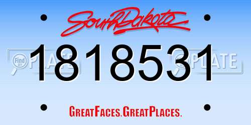 1818531 South Dakota License Plate