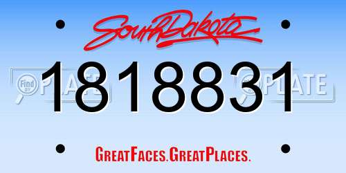 1818831 South Dakota License Plate
