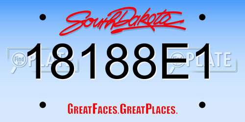 18188E1 South Dakota License Plate