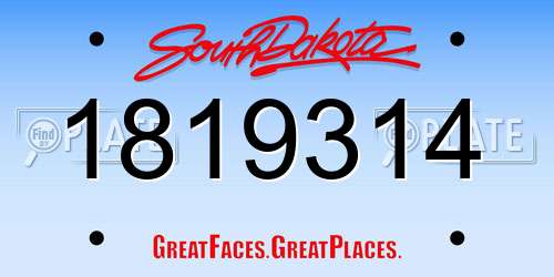 1819314 South Dakota License Plate