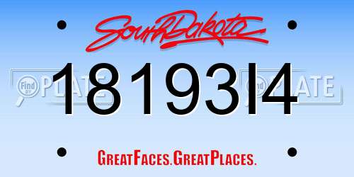 18193I4 South Dakota License Plate