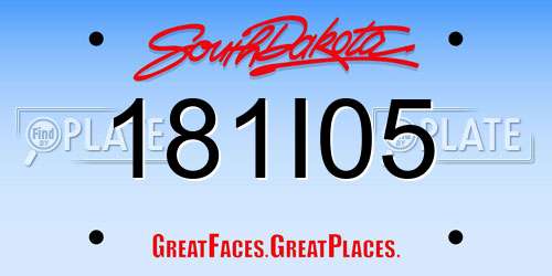 181I05 South Dakota License Plate