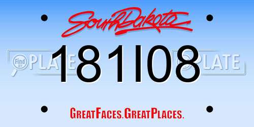 181I08 South Dakota License Plate
