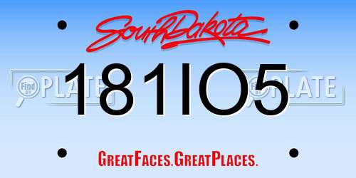 181IO5 South Dakota License Plate
