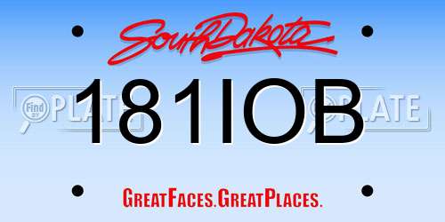 181IOB South Dakota License Plate