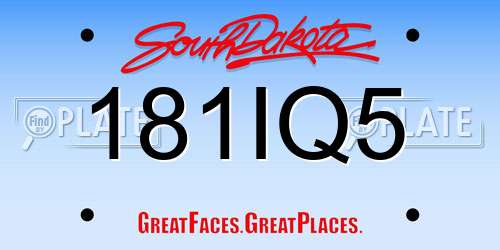 181IQ5 South Dakota License Plate