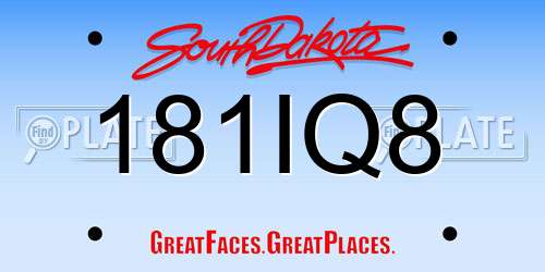 181IQ8 South Dakota License Plate