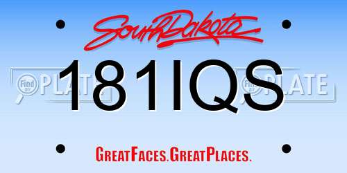 181IQS South Dakota License Plate
