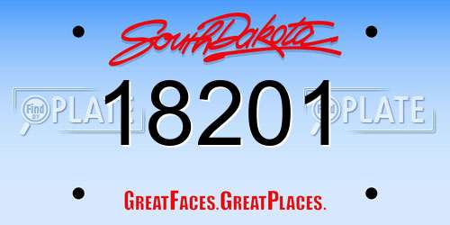 18201 South Dakota License Plate
