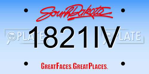 1821IV South Dakota License Plate