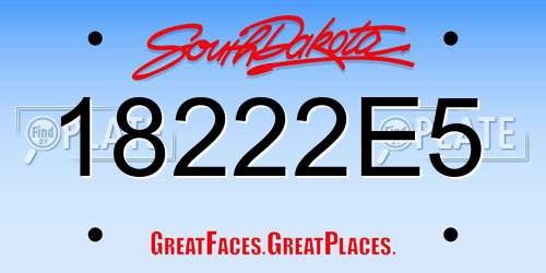 18222E5 South Dakota License Plate