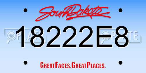 18222E8 South Dakota License Plate