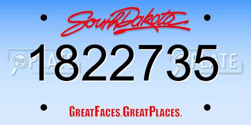 1822735 South Dakota License Plate