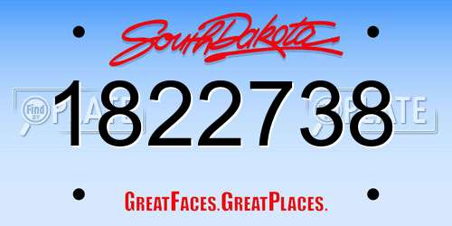 1822738 South Dakota License Plate