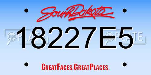 18227E5 South Dakota License Plate