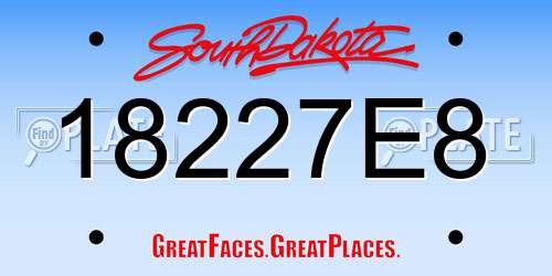18227E8 South Dakota License Plate