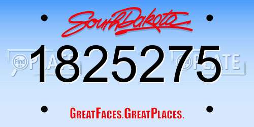 1825275 South Dakota License Plate