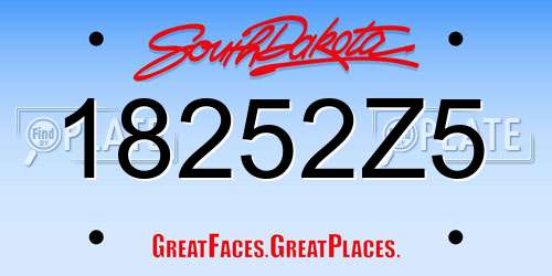 18252Z5 South Dakota License Plate