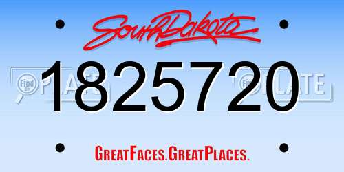 1825720 South Dakota License Plate