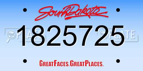 1825725 South Dakota License Plate