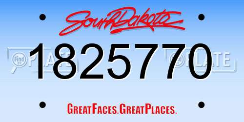 1825770 South Dakota License Plate