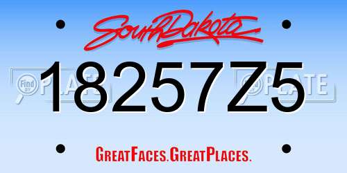 18257Z5 South Dakota License Plate