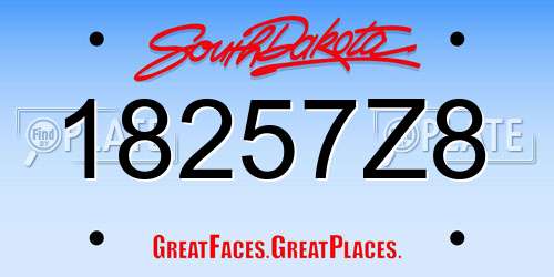 18257Z8 South Dakota License Plate