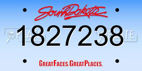 1827238 South Dakota License Plate