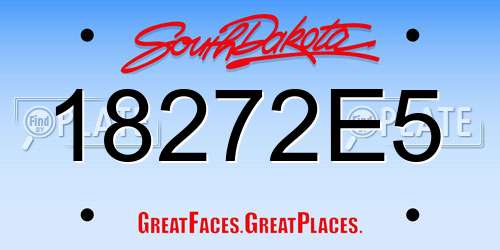 18272E5 South Dakota License Plate