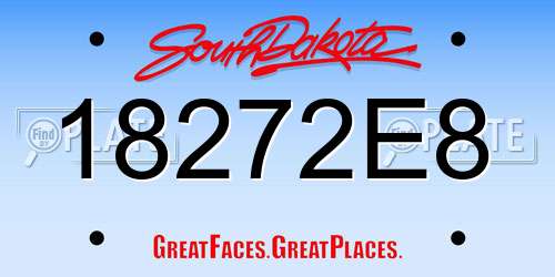 18272E8 South Dakota License Plate