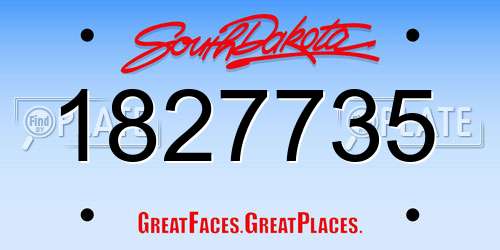 1827735 South Dakota License Plate