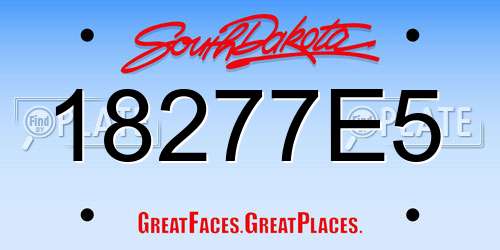 18277E5 South Dakota License Plate