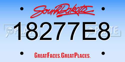 18277E8 South Dakota License Plate