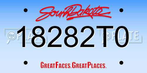 18282T0 South Dakota License Plate