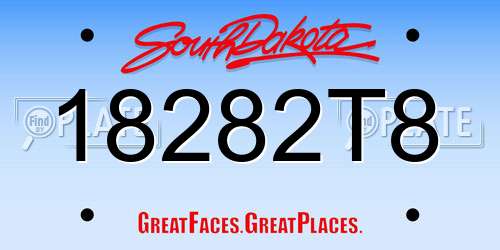18282T8 South Dakota License Plate