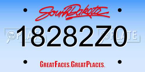 18282Z0 South Dakota License Plate
