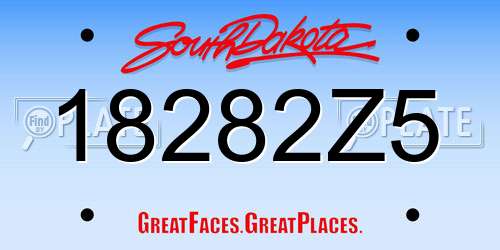 18282Z5 South Dakota License Plate