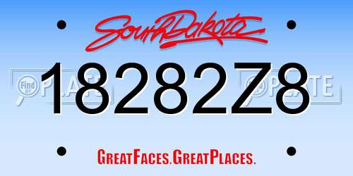 18282Z8 South Dakota License Plate