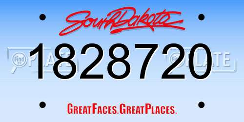 1828720 South Dakota License Plate