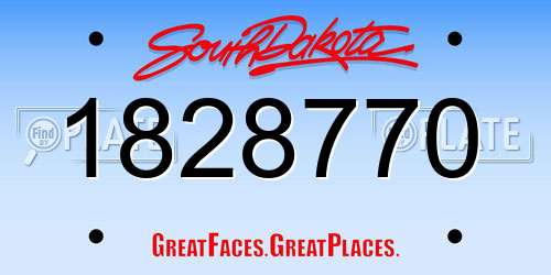 1828770 South Dakota License Plate