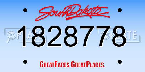 1828778 South Dakota License Plate