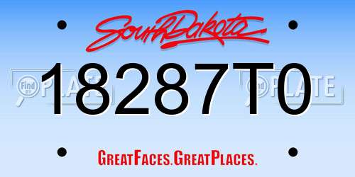 18287T0 South Dakota License Plate