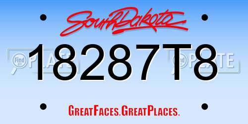 18287T8 South Dakota License Plate