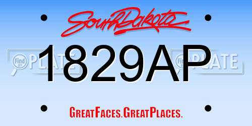 1829AP South Dakota License Plate