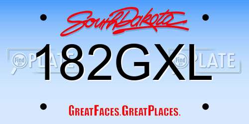 182GXL South Dakota License Plate
