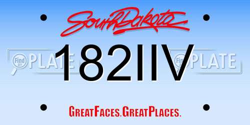 182IIV South Dakota License Plate