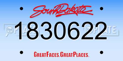 1830622 South Dakota License Plate
