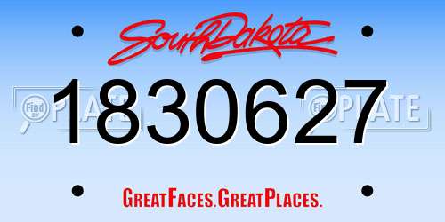 1830627 South Dakota License Plate