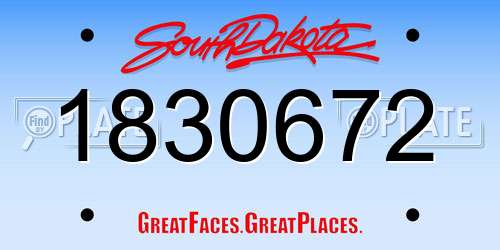 1830672 South Dakota License Plate