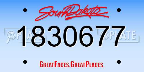 1830677 South Dakota License Plate